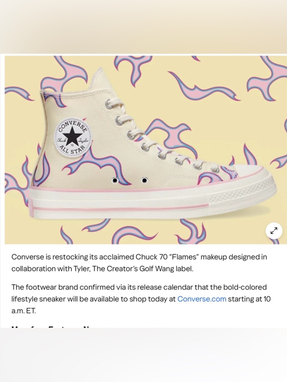 Converse Chuck 70 Hi Golf Le Fleur Flame Mens5 W7  9A~2103-A3 unisex
